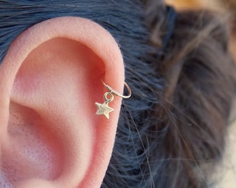 Tiny Gold Star cartilage Earring Helix Hoop Piercing