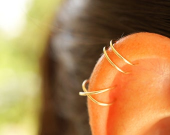 Fake Cartilage Earring, Set of 2 Ear Cuffs for Upper Ear, No Piercing Needed