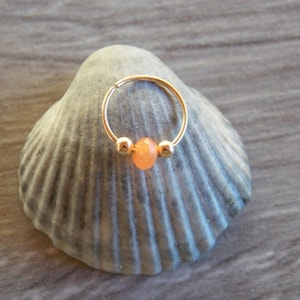 Cartilage Earring, tiny gemstone gold hoop, gold cartilage Hoop Earrings, 14K Gold Filled, tiny hoops