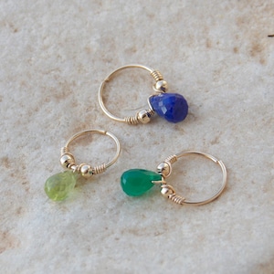 Briolette Gemstone gold filled helix hoop piercing