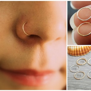Nose Hoop Small Nose Piercing Nose Ring Simple Base Gold filled Silver 24g 22g 20g 18g 16g conch helix tragus plain hoop