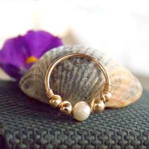 Gold filled Conch / Helix / Knorpel Hoop Ring Piercing, Perlen Helix Hoop, Helix Schmuck, Muschel Schmuck, Muschel Schmuck