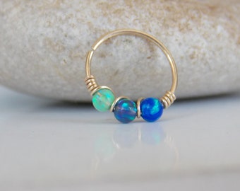 Dünnes Opal Nasenring Creolen Piercing