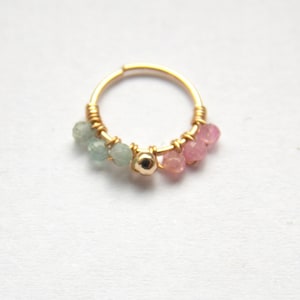 multi color natural stones 2-2.5mm beads cartilage earring,helix piercing,tragus,nose hoop,bohemian jewelry,Holiday Gift 16g 18g 20g 22g 24g