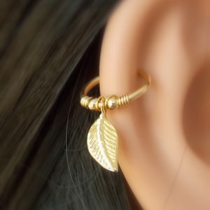 No Piercing Handmade leaf Ear Cuff Helix cuff cartilage clip on fake piercing