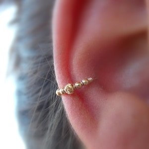 Gold filled Conch / Helix / Cartilage Hoop Ring piercing, Beaded Helix Hoop, Helix Jewelry, Diamond Cut bead,  conch jewelry