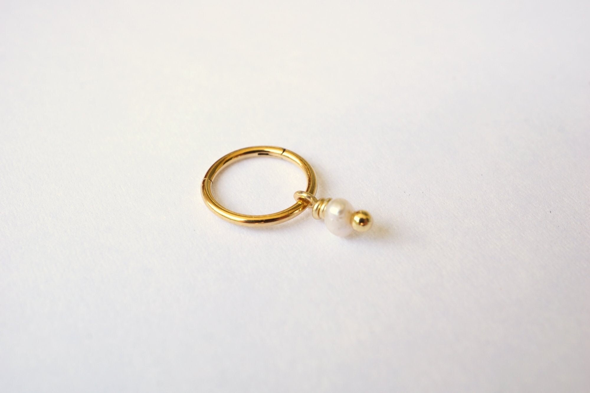 Gold pearl Clicker 1.2mm (16ga) suitable for helix, daith, rook, conch, belly ring, cartilage 14g 16g 18g 20g