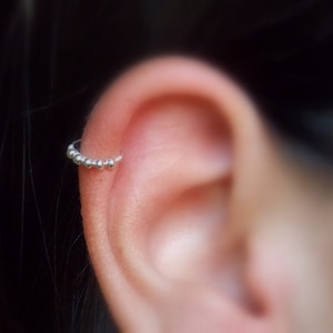Beaded cartilage earring - Helix hoop - Cartilage piercing - Helix jewelry -  Minimal Helix jewelry - Tiny Hoop - piercing hoop black friday