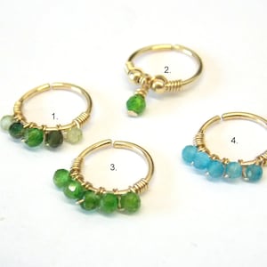 16/18/20/22/24gauge 14k gold filled gemstone earring hoop-lobe cartilage helix conch piercing jewelry