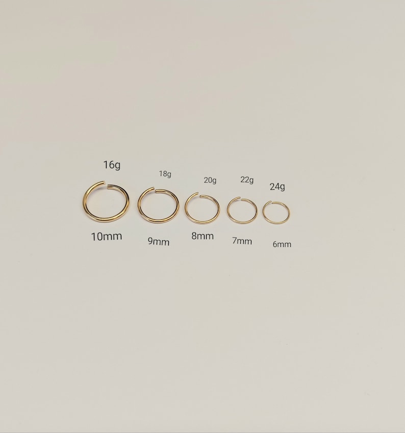 Anneau de nez en or massif 14 carats / anneau de nez rempli d'or / anneau de nez en argent image 5