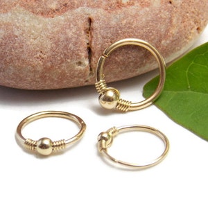 Beaded cartilage earring - Helix hoop - Cartilage piercing - Helix jewelry -  Minimal Helix jewelry - Tiny Hoop - piercing hoop