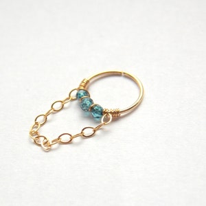 Hélice de topaze bleue - piercing de pierres précieuses - anneau de cartilage perlé - cerceau de lobe rempli d'or - cerceau de piercing - hélice fine - cerceaux de calibre 24