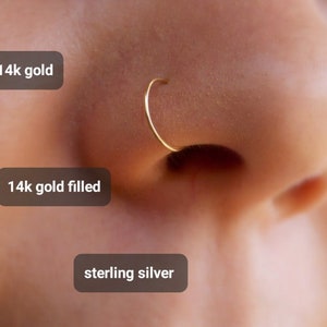 Anneau de nez en or massif 14 carats / anneau de nez rempli d'or / anneau de nez en argent image 1
