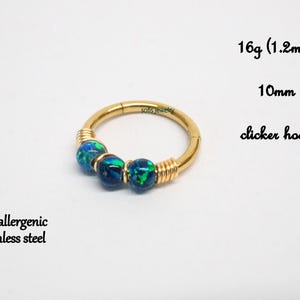 Gouden opaal clicker 1,2 mm (16ga) geschikt voor septum, daith, toren, conch, helix, kraakbeen 16g 18g 20g