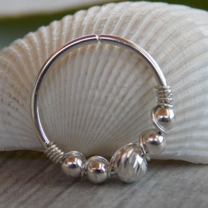 Sterling Silver Conch / Helix / Cartilage Hoop Ring Piercing, Beaded ...