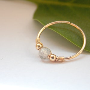 Cartilage Earring, tiny gemstone gold hoop, gold cartilage Hoop Earrings, 14K Gold Filled, tiny hoops, natural LABRADORITE gemstone piercing