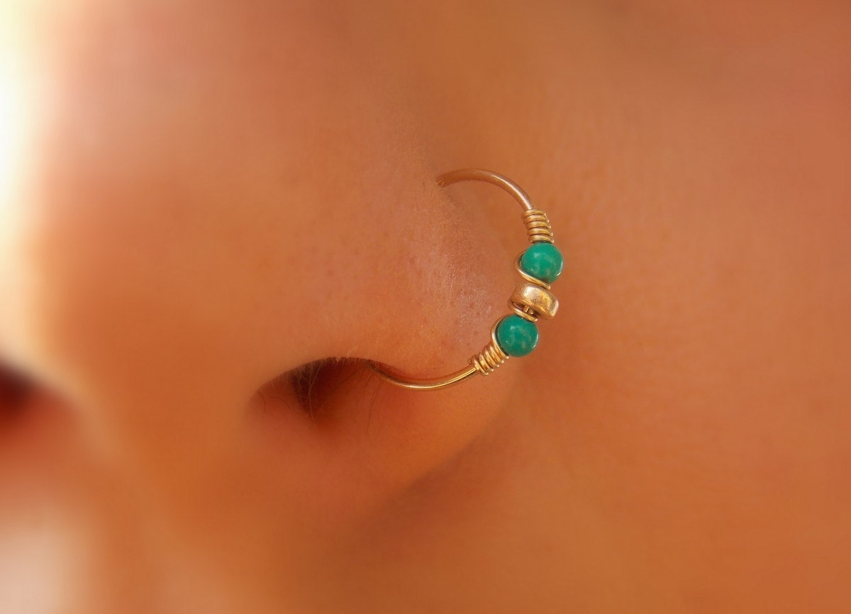 Cerchio del naso - Anello del naso d'argento - Cerchio del naso d'argento Sterling - Gioielli del naso - Cerchio della narice - Piercing del naso - Orecchino del naso - Gioielli della narice