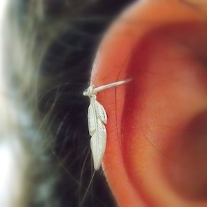 Knorpel Hoop Ohrring, Feder Silber Hoop-piercing,925 Sterling Silber Feder