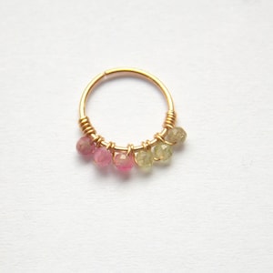 multi color natural stones 2-2.5mm beads cartilage earring,helix piercing,tragus,nose hoop,bohemian jewelry,Holiday Gift 16g 18g 20g 22g 24g