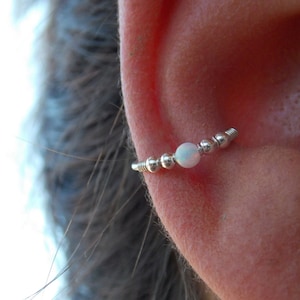 Sterling Silber Conch / Helix / Knorpel Hoop Ring Piercing, Perlen Helix Hoop, Helix Schmuck, Muschel / Muschel, Muschelschmuck, Muschelschmuck, Muschelschmuck, Muschelschmuck