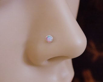 NOSE STUD, nose ring , tiny earring, Opal 14K Yellow gold filled/silver handmade jewelry