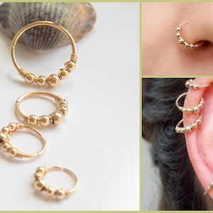 Boucle d'oreille en cartilage perlé - Cerceau Helix - piercing conque - bijoux septum - Bijoux Minimal Helix - Tiny Hoop - piercing - anneau de nez 22g-16g
