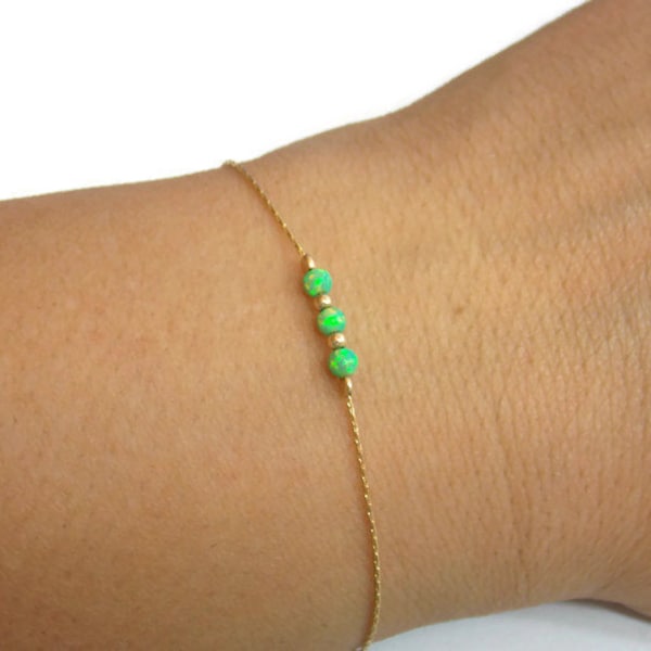 Grüner Opal Armband - Opal Schmuck - Perlen Armband - Gold gefüllt Armband - minimal Armband - Opal Schmuck - Opal Gold Armband - Geschenk