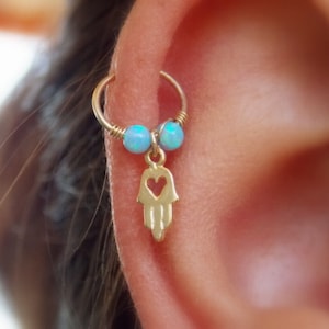 Hamsa hand opal helix piercing cartilage gold filled hamsa earring