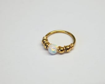 Aro con bisagras • Clicker de ópalo dorado de 1,2 mm (16 ga) adecuado para tabique, daith, torre, caracola, hélice, cartílago 16 g 18 g 20 g