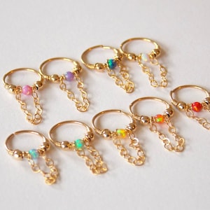 16/18/20/22/24 calibre 14k oro relleno cadena de ópalo pendiente aro-lóbulo cartílago hélice caracola piercing joyería