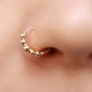Beaded nose ring - Helix hoop - Cartilage piercing - Helix jewelry -  Minimal Helix jewelry - Tiny Hoop - piercing hoop - septum - Conch