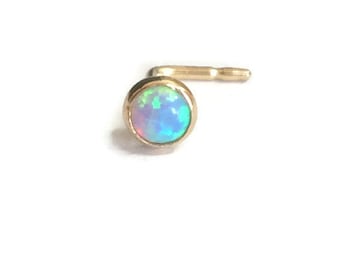 NOSE STUD, nose ring , tiny earring, Opal 14K Yellow gold filled/silver handmade jewelry