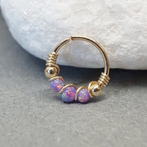 2 mm Opal Nasenreifen - Gold Filled Nasenring - Gold Nose Hoop - Nasenschmuck - Nostril Hoop - Nasenpiercing - Nasenohrring - Nostril Schmuck