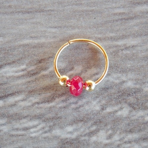 Cartilage Earring, tiny gemstone gold hoop, gold cartilage Hoop Earrings, 14K Gold Filled, tiny hoops