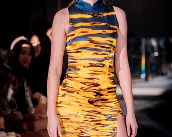 Tower Bridge Reflection Silk Dress