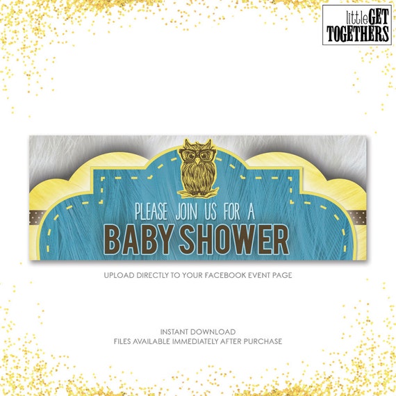 owl baby shower facebook event cover photo etsy