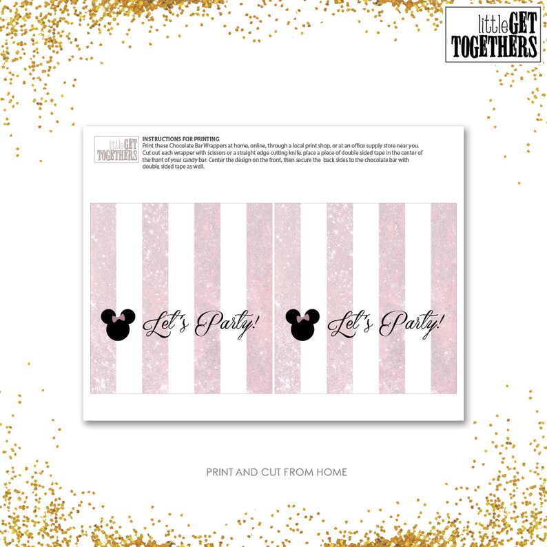 Minnie Mouse Classy Candy Chocolate Bar Wrapper - Regular Size - DIY ...