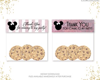 Minnie Maus Edel Leckerlibeutel Favor Toppers - DIY - Printable - Print at Home - Pink und Gold - Partyzubehör