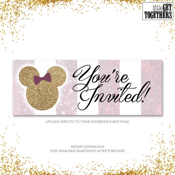 Minnie Mouse Classy Birthday Party Facebook Event Cover Photo DIY - Pink and Gold
