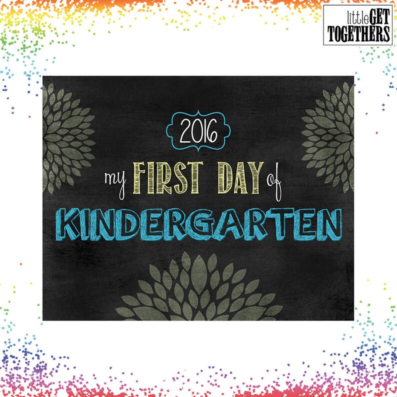 First Day Of School Sign Photo Picture Print Blue /& Yellow Kindergarten Grade Sign INSTANT DOWNLOAD 8x10 Sign Back to School Sign