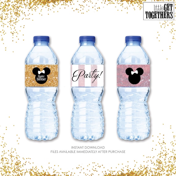 Minnie Mouse Theme Water Bottle Labels