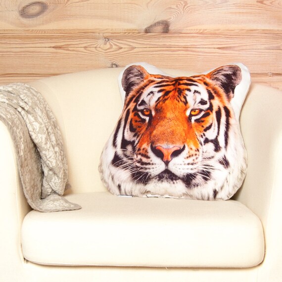 Tiger Pillow Tiger Head Home Décor Animal Widlife Pillow Etsy