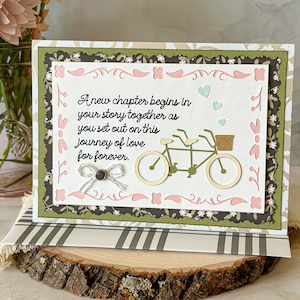 Fahrrad-Hochzeitskarte, Brautpaar-Hochzeitskarte, Karte für Ehepaar, Blumen-Fahrrad-Hochzeitskarte, neue Reise-Hochzeitskarte