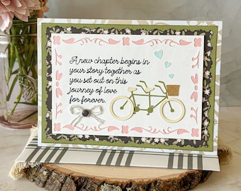 Bicycle Wedding Card, Newlyweds Wedding Card, Card for Married Couple, Floral Bicycle Wedding Card, New Journey Wedding Card