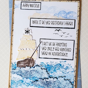 Carte d'anniversaire bateau pirate, carte d'anniversaire vieux bateau, carte d'anniversaire pour homme, carte d'anniversaire océan, carte d'anniversaire sur le thème pirate