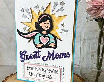 Super Mom Card, Super Hero Mom Card, Card for Mother's Day, Great Mom Mother's Day Card, Handmade Mother's Day Card