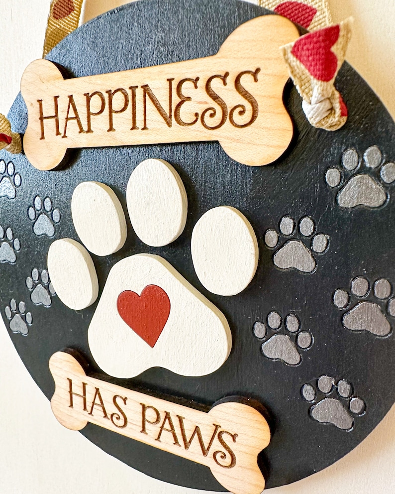 Mini Paw Print Sign Engraved Wooden Dog Decor Photo Inspiration