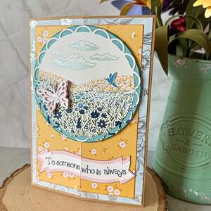 Flower Fields Mother's Day Card, Floral Design Card for Mom, Handmade Floral Stamp Card, Handmade Mother's Day Card