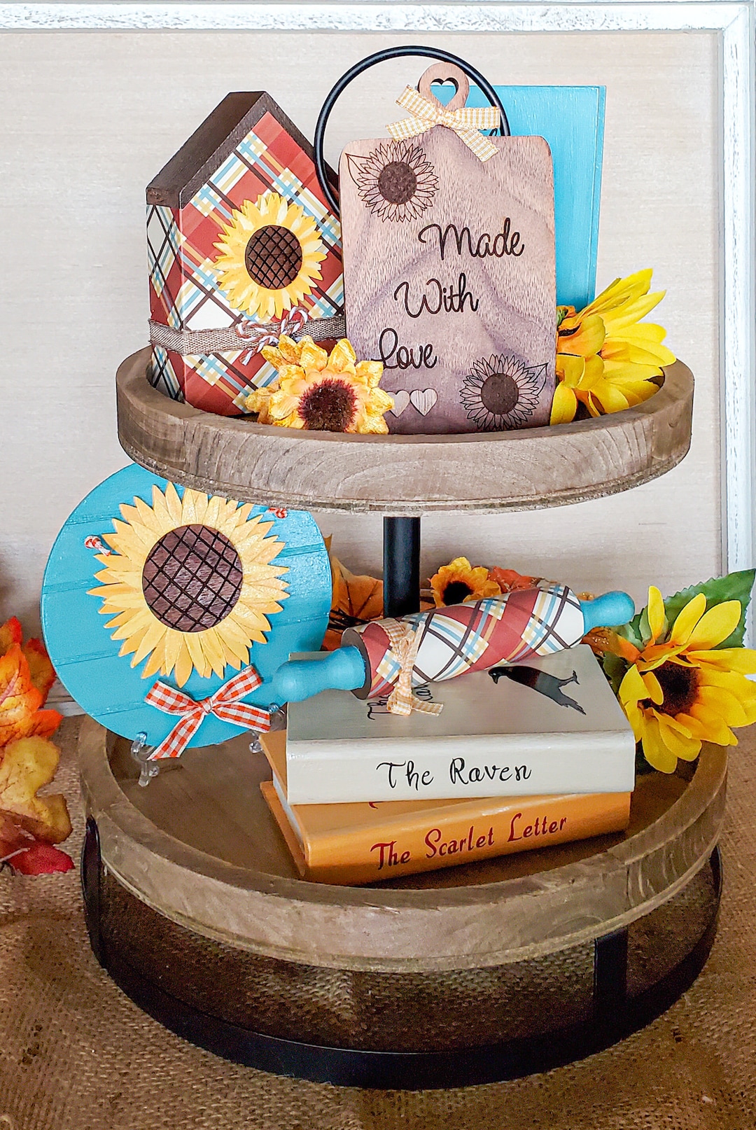 Handcrafted Sunflower Tier Tray Decor Set, Fall Autumn Decorations - Etsy