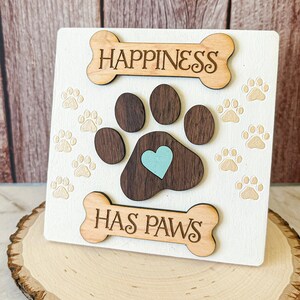 Picture of Mini Paw Print Sign: Engraved Wooden Dog Decor - Etsy